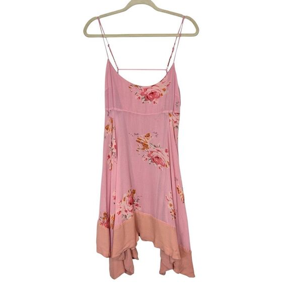 Free People Mini Dress Medium Pink Sleeveless Floral Faded Bloom Sleeveless M - Picture 2 of 16